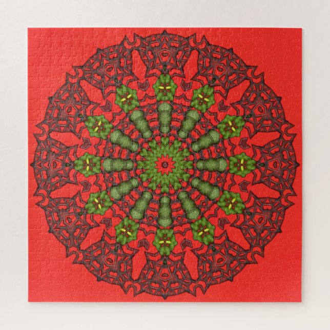 Red 3D Art Mandala Quebra-cabeça (Vertical)