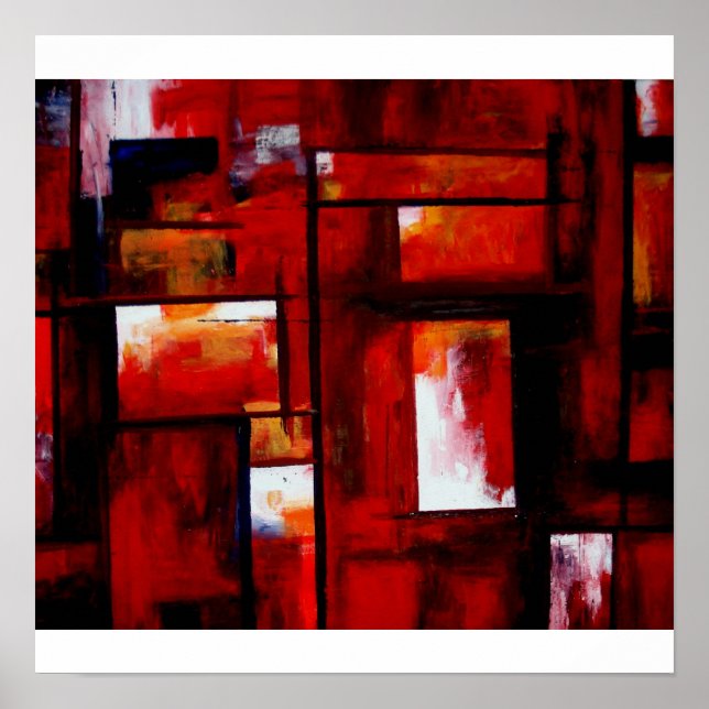 Red Abstrato Art Impressão Poster (Frente)