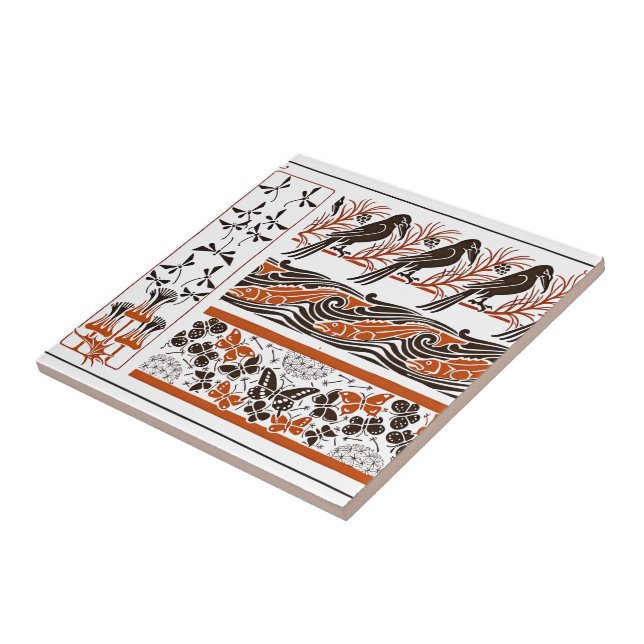 red and black Birds fish Butterfly art pattern (Lateral)