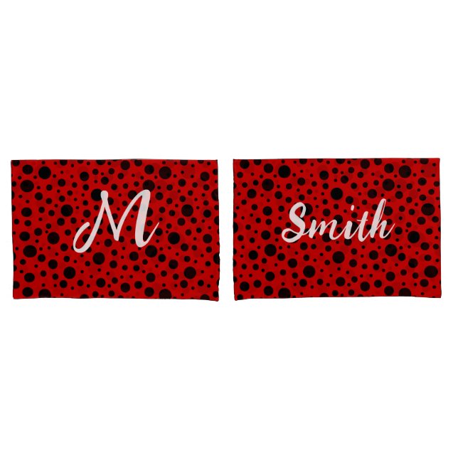 Red and black polka dots funny ladybug (Frente - conjunto)