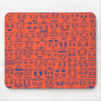 Red and Blue Doodle Mouse Pad – Abstract Line Art 
