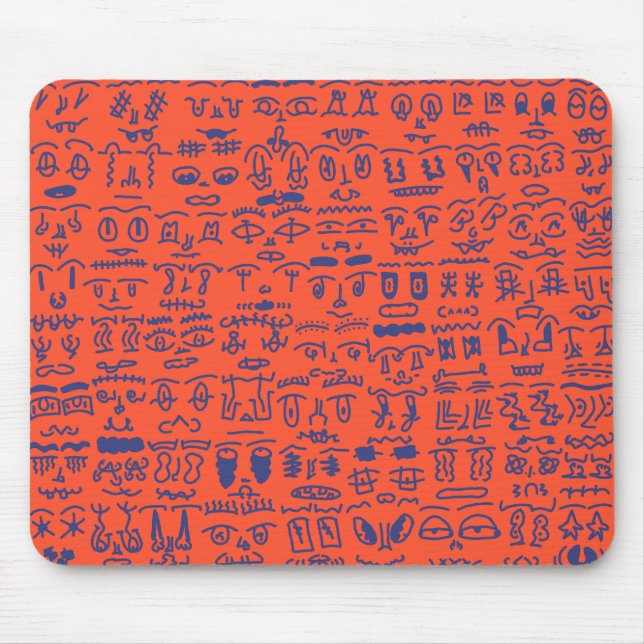 Red and Blue Doodle Mouse Pad – Abstract Line Art  (Frente)