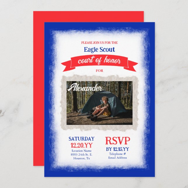 Red and Blue Eagle Scout Court of Honor Party (Frente/Verso)