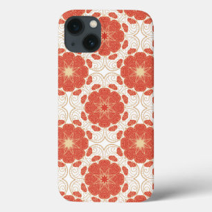 Red And Gold Floral Lace Pattern