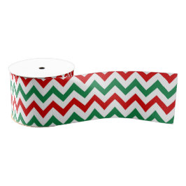 Red and Green Christmas Chevron Printed Ribbon