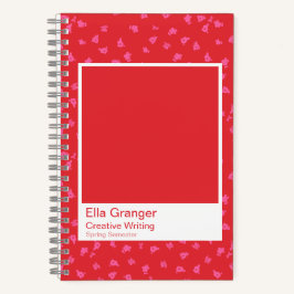Red and Pink Floral Notebook
