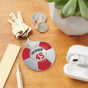 Red and White Team Soccer ⚽ Ball Chaveiro