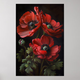 Red Anemone Flower Art Impressão