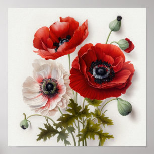 Red Anemone Flowers Art Impressão Poster
