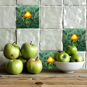 Red Art Deco Turquoise Green Sun
