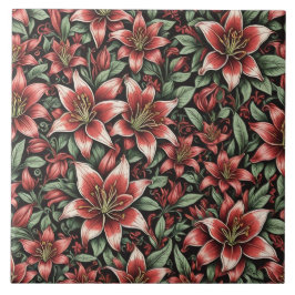 Red Aztec Lily Pattern
