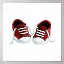Red Baby Sneakers Painting Art Impressão, Poster