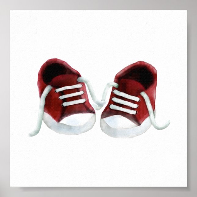 Red Baby Sneakers Painting Art Impressão, Poster (Frente)