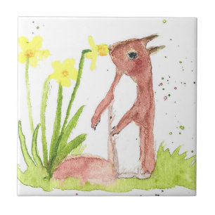 Red Baby Squirrel Watercolor Cera Russo Woodland