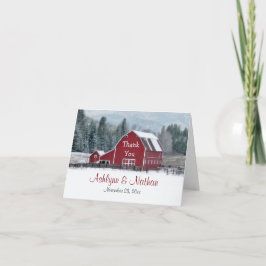 Red Barn no Cartões de agradecimentos de inverno