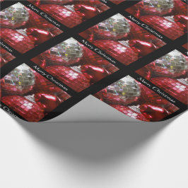 Red Baubles Feliz papel de embrulho de Natal preto