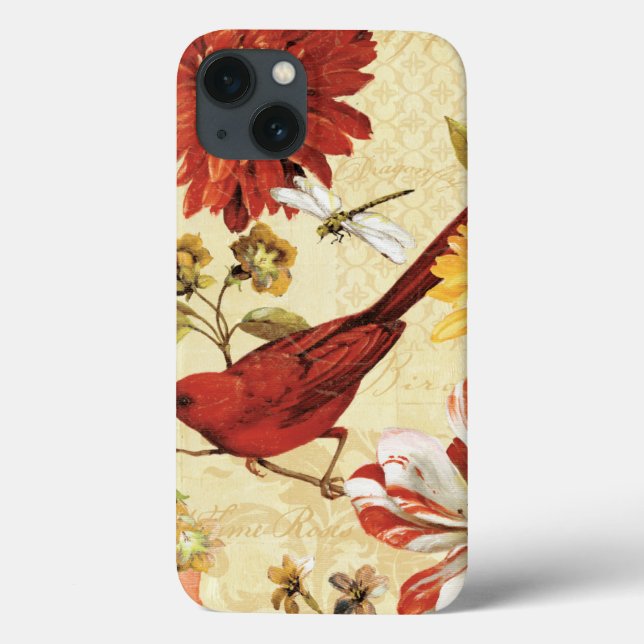 Red Bird in a Flower Garden (Verso)