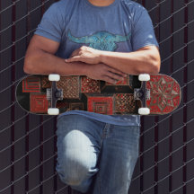 Red Black Copper 3D Mosaico Skateboard
