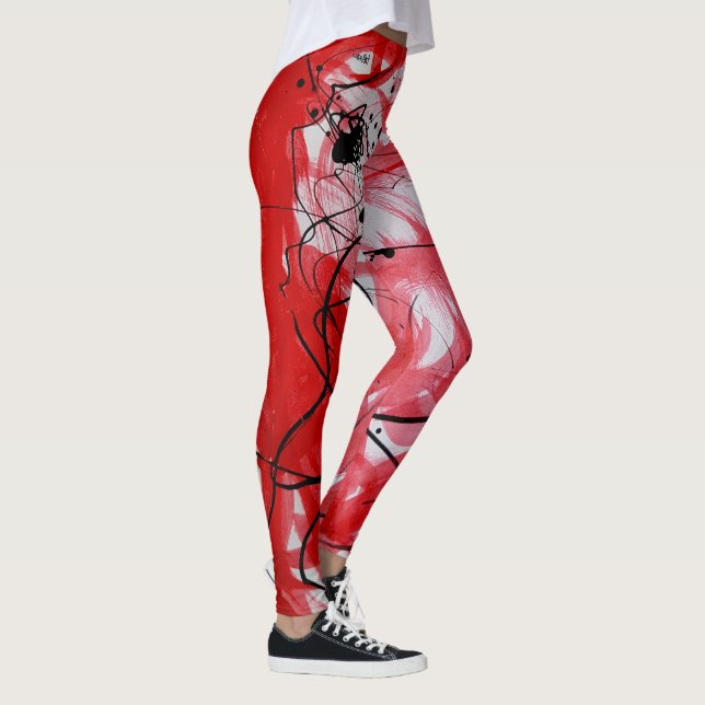 Red&Black Scribble Leggings (Direita)