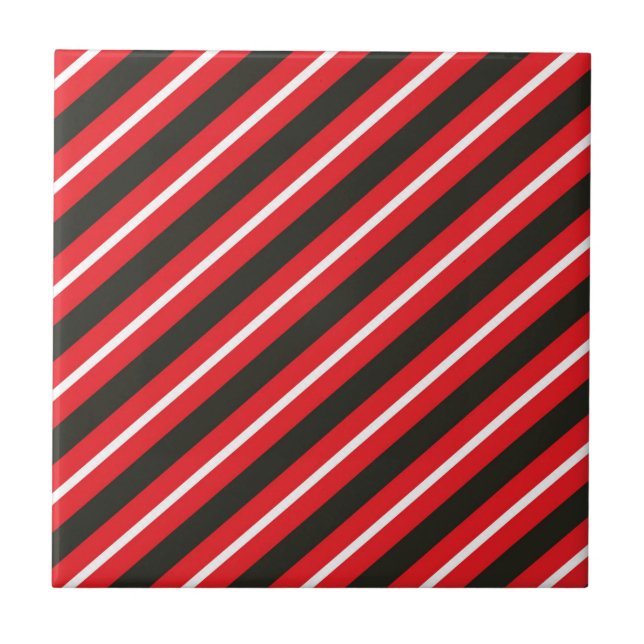 Red Black White Diagonal Lines Geometric Stripes (Frente)