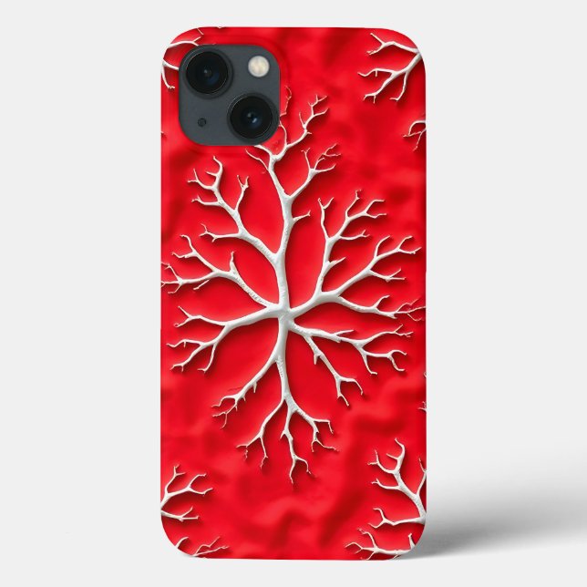 Red Branch Art iPhone Case with Embossed Design (Verso)
