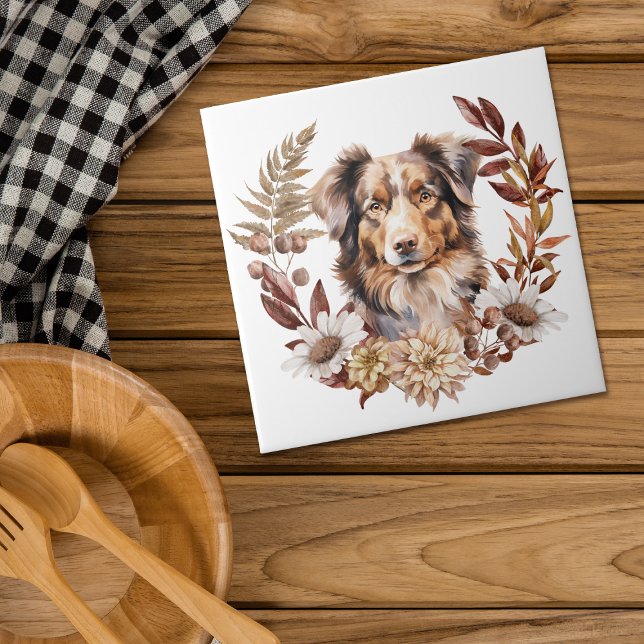 Red Brown Australian Shepherd Wreath Autumn (Criador carregado)