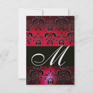 RED BURGUNDY BLACK DAMASK MONOGRAMA RSVP ruby gold