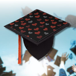 Red Burgundy Silver Glitter Hearts on Black