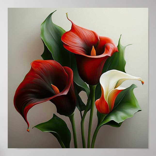 Red Calla Lily Flower Art Impressão (Frente)