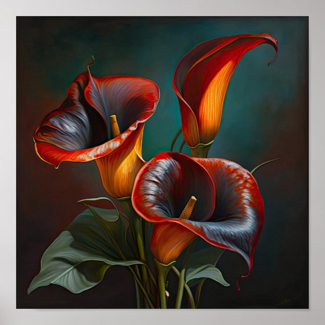 Red Calla Lily Flower Art Impressão (Frente)