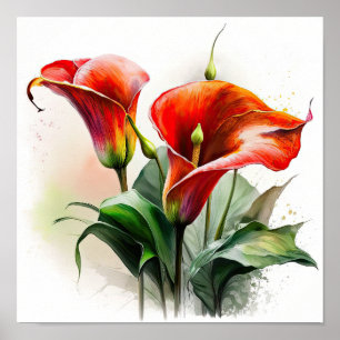 Red Calla Lily Flower Art Impressão