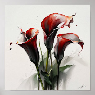 Red Calla Lily Flower Art Impressão
