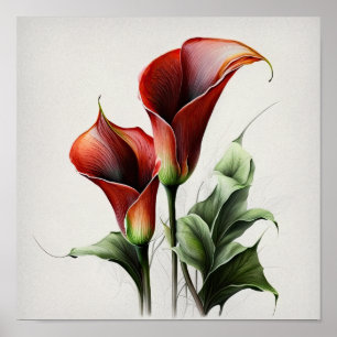 Red Calla Lily Flower Art Impressão