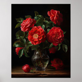 Red Camellia Flowers Art Impressão Poster