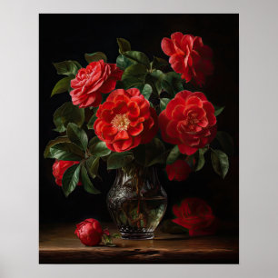 Red Camellia Flowers Art Impressão Poster