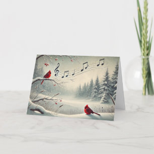 Red Cardinal Birds Snowy Woods Notas Musicais 3