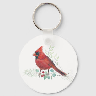 Red Cardinal Watercolor Art Chaveiro