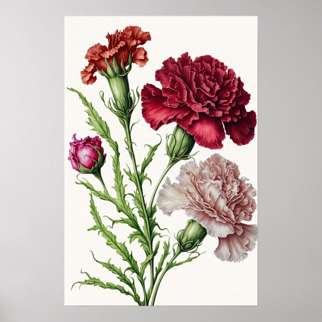 Red Carners Flower Art Impressão Poster (Frente)