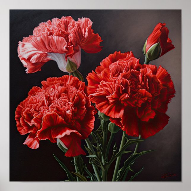 Red Carners Flower Art Impressão Poster (Frente)