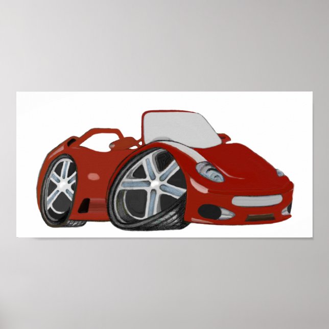 Red Cartoon Sports Car Art Poster (Frente)