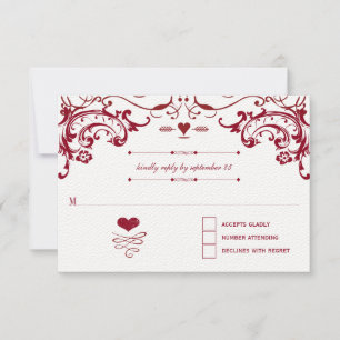 Red Chalkboard Cute Heart Initials Typografia RSVP