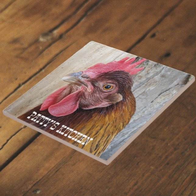 Red Chicken Hen Photo Personalized (In Situ)