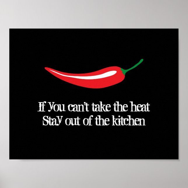 Red chili pepper kitchen poster with funny quote (Frente)