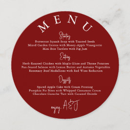 Red Circle Modern Simple Wedding Menu