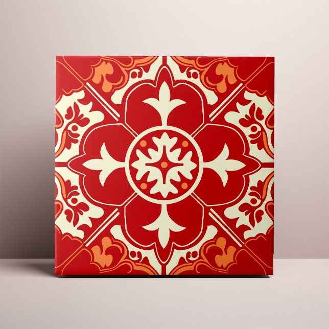 Red Cream and Orange Azulejo Mandala (Criador carregado)