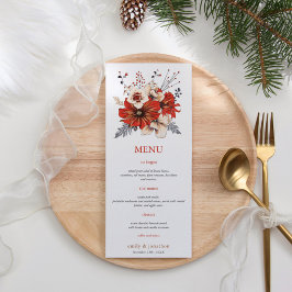 Red Cream Watercolor Florals Foliage Menu