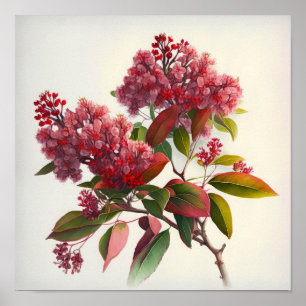 Red Crepe Myrtle Flowers Art Impressão Poster