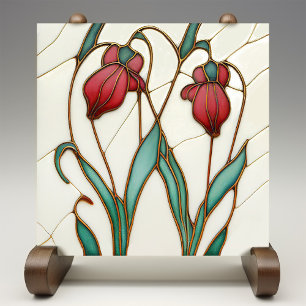 Red Crocus Wall Decor Art Nouveau Art Deco