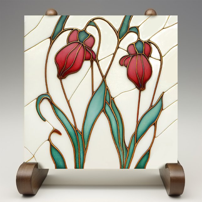 Red Crocus Wall Decor Art Nouveau Art Deco (Criador carregado)
