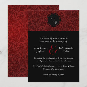 Red Damask & Red Arco - Convite para Casamento